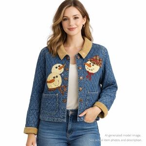 274. Haik’s Snowman Quilted Denim Jacket L